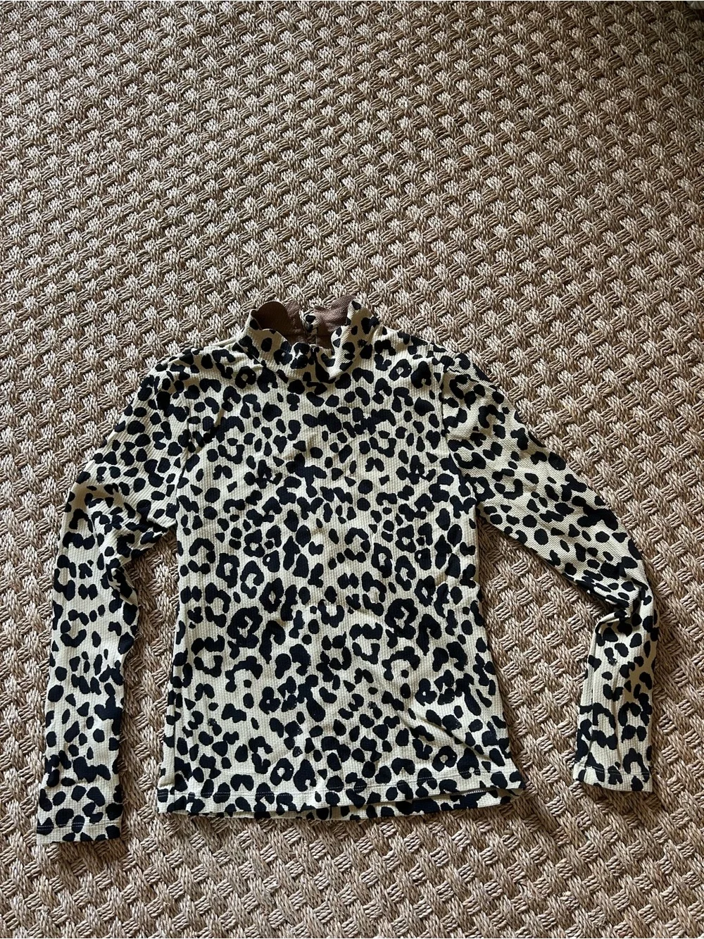 Marysia Swim Leopard-Print Long-Sleeve Mock Neck Top — Beige & Black